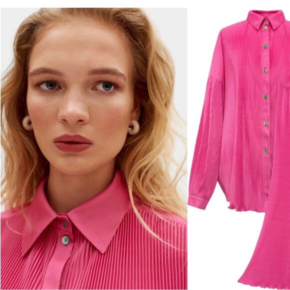 Sleeper Origami Pajamas Top Hot Pink Size S NWT - Picture 2 of 12